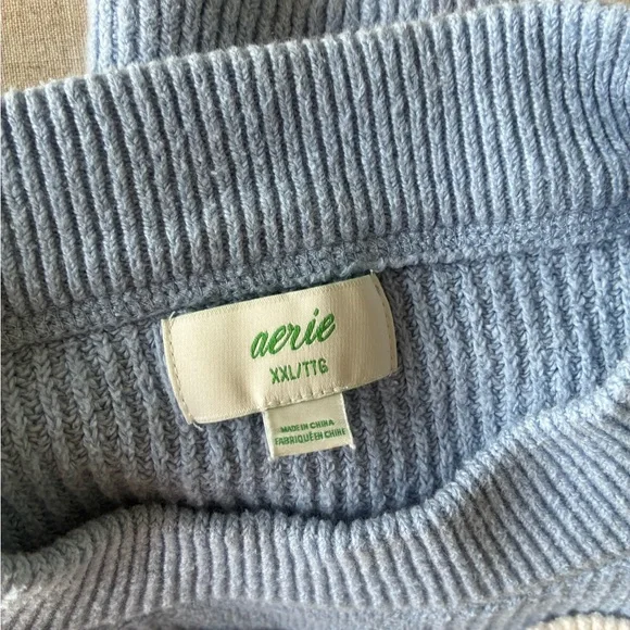 Aerie Women's Ribbed Crew Neck Sweaters  - 1 Blue and 1 Cream - Picture 5 of 6